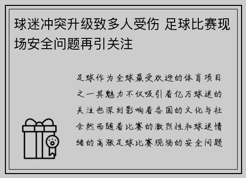 球迷冲突升级致多人受伤 足球比赛现场安全问题再引关注